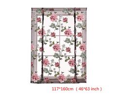 Fornateu Cocina Pura Flor del Peony Romana Ventana Cortina Cenefa Semi Transparente Gasa Cortinas Tratamiento de Ventanas