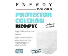 ENERGY COLORS textil-hogar Protector COLCHÓN Impermeable Rizo ALGODÓN 100% PVC (90_x_200_cm)