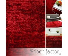 floor factory Alfombra de Pelo Largo Satin roja 160x230 cm - Edición de Lujo