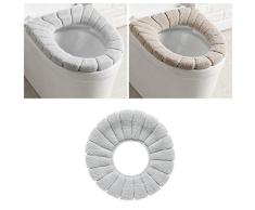 Ddellk - 1 funda para asiento de inodoro gruesa, elástica, lavable, acrílico, beige, 30 cm