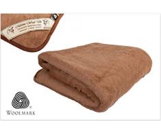 PURA LANA Protector de colchón 150 x 190 de CAMELLO 150 x 190 cm con correas elásticas en las esquinas Cubre