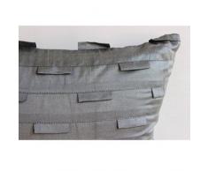 Silver Ocean - Decorativa Funda de Cojin 45 x 45 cm, Square Gris Plata Seda Alforzas