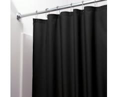 InterDesign Poly SC/Liner Cortina de baño de tela, Cortina impermeable con dobladillo reforzado, Cortina de ducha lavable en la lavadora, 183,0 cm x 183,0 cm, Poliéster negro