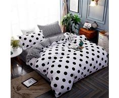 Fansu Juego de Ropa de Cama 4 Piezas, Incluye Elegantes Lunares Microfibra 1 Cremallera Funda Nórdica de Edredón + 1 Cama Sábana + 2 Fundas de Almohada (220x240cm-2.2M,Negro)