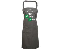 Delantal de cocina, Breaking Bad White cook Wanna cook, Chemistry Walter, culto - gris oscuro, 72 cm x 86 cm