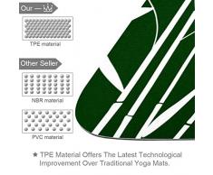 Eslifey - Esterilla de Yoga de bambú con diseño de Hojas Verdes y Gruesas Antideslizantes para Mujeres y niñas, Esterilla de Pilates Blandas, (72 x 24 Pulgadas, 1/4 Pulgadas de Grosor)