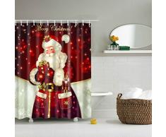 THEE Navidad Cortina de Ducha Impermeable de Papá Noel