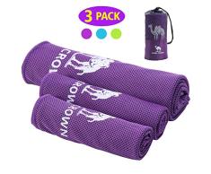 CAMEL CROWN 3 Piezas Toalla de Enfriamiento, Toalla Deportiva de Secado Rápido, Toalla de Ducha, Toalla de Hielo para Viajes Acampada Yoga Fitness Gimnasio Ejercicio Golf Outdoor Hombre Mujer Niños