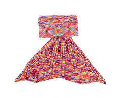 eCrazyBaby Manta de Cola de Sirena ponible, Todas Las Estaciones cálido sofá Cama Sala de Estar Manta De Punto De Ganchillo para niños y Adultos, Classic Patrón, 180 x 90 cm, Multicolor