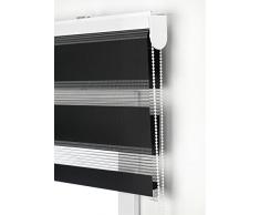 Estor Noche y día Enrollable a Medida Basic Tejido Color Negro. Medida 165cm x 180cm para Ventanas y Puertas