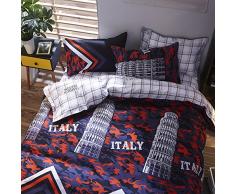 FANSU Conjuntos de Funda nórdica, 3pcs Funda de Almohada con Cremallera Suave de Fibra de Microfibra Ligera Elegante Elegante Protege y Cubre su edredón (Cama 90-150x200cm, Torre Inclinada)