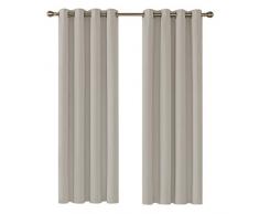 Deconovo Opaca Cortina de Salón Térmica Aislante y Dormitorio Moderno con Ojales 1 Par 135 x 240 cm Beige Claro