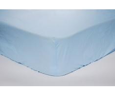 (105 AZUL) Sabana bajera LISA ajustable, elástica muy ligeras 100% algodón de verano Cama de hasta 200 cm + 25 cm Fácil lavado, planchado y duraderas con elástico en 4 puntos RegalitosTV (105_x_200_cm, AZUL)