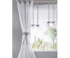 SIMPVALE 2 Pieza Cortinas Visillos Bordado Floral para Cortinas Dormitorio Moderno Cortinas de Salon Cocinas Balcón y Sala de Estar, Gris Claro 002#, Ancho 140 cm/Alto 225 cm