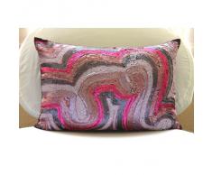 Wonder Lust - Decorativa Funda de Cojin 30 x 60 cm, Rectangle/Lumbar Pink Seda Lentejuelas y Cuentas Bordados