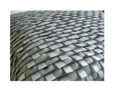 Silver Gray Lining - Decorativa Funda de Cojin 60 x 60 cm, Square Plata Suede Alforzas y Lazos de Cinta de Raso