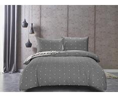 DecoKing Premium - Ducato Collection - Juego de ropa de cama reversible - Funda de edredón y 1 o 2 fundas de almohada - Algodón satinado - Con cremallera, algodón, gris, 200 x 220 + 70 x 90 *2