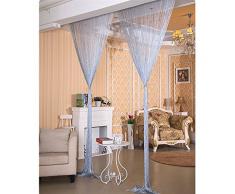 TRIXES Cortina de Hilo (Plata) - Divisor de Puerta Gota de Rocío - 90 x 200 cm - Cadena de Plata y Panel de Cortina Ventana - Le Ayudará a Mantener Alejadas Las Indeseadas Moscas