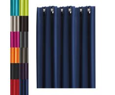 Today 257141 - Cortina opaca con ojales (poliéster, 140 x 260 cm), poliéster, Ciel d'orage/Bleu marine, 140x260 cm