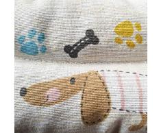 Saco térmico de semillas. Saco de calor y frío con aroma a hierbas naturales. Cojín térmico estampado de perros. Tamaño: 15 x 50 cms