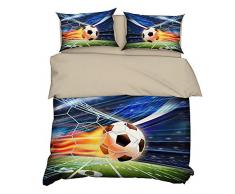 Fansu 3D Juego de Ropa de Cama, 3 Piezas Cremallera Diseño de Impresión Microfibra Poliéster Funda de Edredón*1pcs Funda de Almohada*2pcs Cama 90/135/150 (150x200cm,Partido de fútbol)