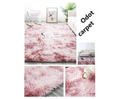 Odot Alfombra Shaggy para Salón, Pelo Largo Elegante Mullida Brillante Super Suave Interior Moderno Lavado Sedoso Antideslizantes Peludas Comedor Dormitorio Alfombra del Piso (80 * 160cm,Rosa)