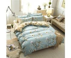 Funda De Edredón, Morbuy 3PC Estilo Clásico Patrón de Flores Frescas 200 x 200 cm Ropa de Cama 100% Poliéster Suave De Microfibra Cremallera Funda De Almohada Edredón De Cama Conjunto De Edredón Cub (Aliento fresco)