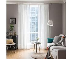 MIULEE Cortinas Poliéster Translucida de Dormitorio Moderno Ventana Visillos Salon para Sala Cuarto Dormitorio Comedor Salon Cocina Salón de Blanco 2 Unidades 140 x 175cm