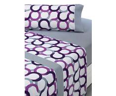 SABANALIA - Juego de sÃ¡banas Estampadas Aros | 3 Piezas | Funda de Almohada, Bajera Ajustable y sÃ¡bana encimera | Cama 90 | Color Lila | (Disponible en Varios tamaÃ±os y Colores)