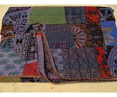 Sophia-Art Indian Ikat Kantha Colcha Bordada Manta Gudri Queen Manta
