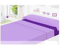 JUEGO SÁBANAS LILA-LILA 3X PIEZAS cama 135/190-200 MICROFIBRA (fácil planchado y duradera) sábana bajera ajustable, funda almohada y encimera,PACK CALCETINES MARCA TIENDADELEGGINGS (anti-presion)