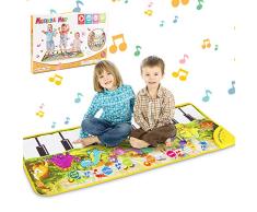 Alfombra para Piano, Alfombrilla Musical Estera de Baile, Alfombra de Teclado Táctil Musical 10 Melodías 8 Instrumentos, Alfombra de Baile Táctil para Niño, Niña Regalo (Dinosaurio) 108.5 * 36.5cm