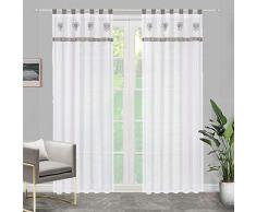 SIMPVALE 2 Paneles Cortinas con Trabillas Bordado de Dormitorio Moderno Ventana Translucida Visillos para Habitación Sala Cuarto Salon Cocina, Gris, 140x175cm