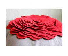 55x55 cm Funda De Almohada, Marrón Cubierta De Almohadas, Rojo 3D Origami Fieltro Flor De Rose Cubierta De Almohadas, Gamuza sintética Cuadrado Lanzar Fundas De Almohada - Red Rose