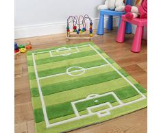 Divertido y durable tapete para niños, con diseño de cancha de fútbol. Verde. 70 x 100cm