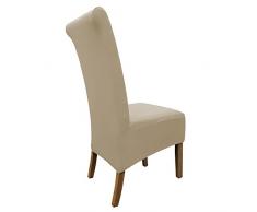 SCHEFFLER-Home Emma 2 Fundas de sillas, Estirable Cubiertas de la sillas, extraíble elástica Funda, con Banda elástica, Altura del Asiento 20-24 cm - Beige