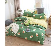 Enhome Juego de Ropa de Cama de 4 Piezas 2 Funda de Almohada Microfibra Juego de Fundas de Edredón con 1 Funda Nórdica y 1 Sábana Encimera (Aguacate Verde,150x200cm)