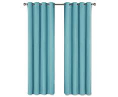 PONY DANCE Cortinas Largas Modernas Turquesa - Cortinas Termicas Aislantes Frio Calor Ruido Antimoscas para Dormitorio Infantil/Decór Ventanas Proteccion Intimidad, 2 Paneles, 140 x 240 cm (An x L)