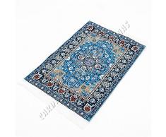 Odoria 1/12 Miniatura Alfombra Tejida Floral Azul Decorativo para Casa de Muñecas