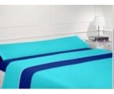 (Turquesa/Marino 150) JUEGO SÁBANAS BICOLOR VERANO TODAS LAS MEDIDAS DE Y 200cm largo MICROFIBRA, sábana bajera ajustable,1x funda almohada y encimera y PACK tobilleros REGALITOS TV anti-presion (150_x_200_cm, TURQUESA/MARINO)