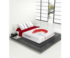 TSUKI Hinata Funda nórdica, algodón, Blanco, Rojo, Cama 105