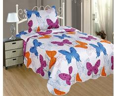 ForenTex- Colcha Boutí reversible, (S-2676), cama 90 y 105 cm, 190 x 260 cm, +1 funda cojín, Estampada cosida, mariposas, mandalas rosa, colcha barata, set de cama, ropa de cama. Por cada 2 colchas o mantas paga solo un envío