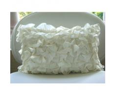 Vintage Glam Ruffles - Decorativa Funda de Cojin 30 x 60 cm, Rectangle/Lumbar Marfil Satén Satin Ruffles