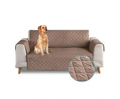 PETCUTE Funda de sofá 2 plazas Cubre Sofas Impermeable Protector de sofá Antideslizante Acolchado Sofas Fundas para Perros café