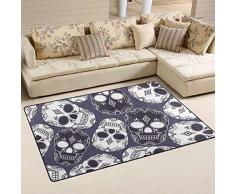 Yibaihe Alfombra de Suelo Ligera, Estampada, con Calaveras, Repelente al Agua, fácil de Limpiar, para salón, Dormitorio, 79 x 51 cm, 100% poliéster, 153 x 100 cm (60 x39 in)
