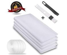 Malla Mosquitera para Ventanas, 4 Unidades Protectora de Insectos para Ventana,1.3 * 1.5m - 4 Rollos De Cintas Autoadhesivas (10mm）Blanco Anti Mosquito Malla Protector Kit