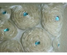 Ivory Roses - Decorativa Funda de Cojin 40 x 40 cm, Square Marfil Seda Satén Bordado de La Cinta