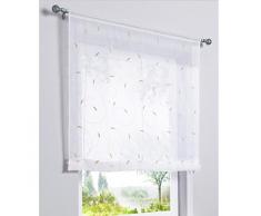 SIMPVALE 1 Pieza Cortina Romano de Bordado Altura Ajustable Cortina de Ventana de Estilo Romana para Dormitorio o Cocina, Caqui, Ancho 100cm / Altura 120cm