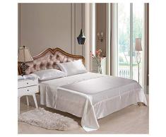 GUOCU Juego de Sábanas Lisas en Microfibra Poliéster - Tacto Seda - Ecofriendly, Hypoallergenic, Antimicrobial Blanco Fitted Sheet 138 * 190+30cm