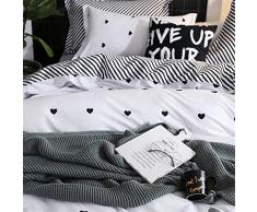 Morbuy Juego de Ropa de Cama de 4 Piezas, Estilo de impresión, Incluye una Funda de Edredón, una Sábana + Dos Fundas de Almohada Polyester